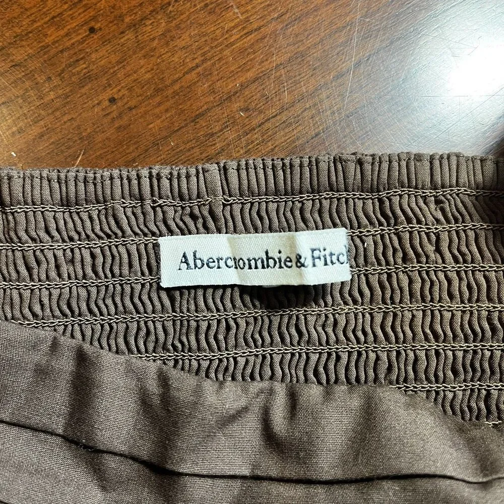 Abercrombie&Fitch Puff Sleeve Smocked Back Crop Top Brown XS Renaissance Cottage